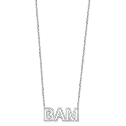 Sterlingsilber Silber/rhodiniert Klein Gebürstet 3 Buchstabe Halskette