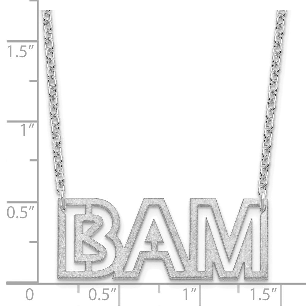 Sterlingsilber Silber/rhodiniert Klein Gebürstet 3 Buchstabe Halskette