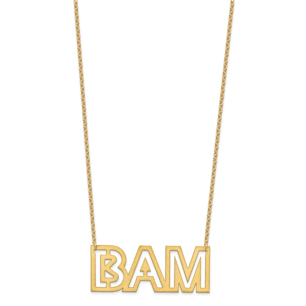 Vergoldet Sterlingsilber /gold Groß Gebürstet 3 Buchstabe Halskette