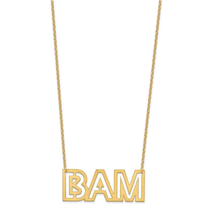 Vergoldet Sterlingsilber /gold Groß Gebürstet 3 Buchstabe Halskette