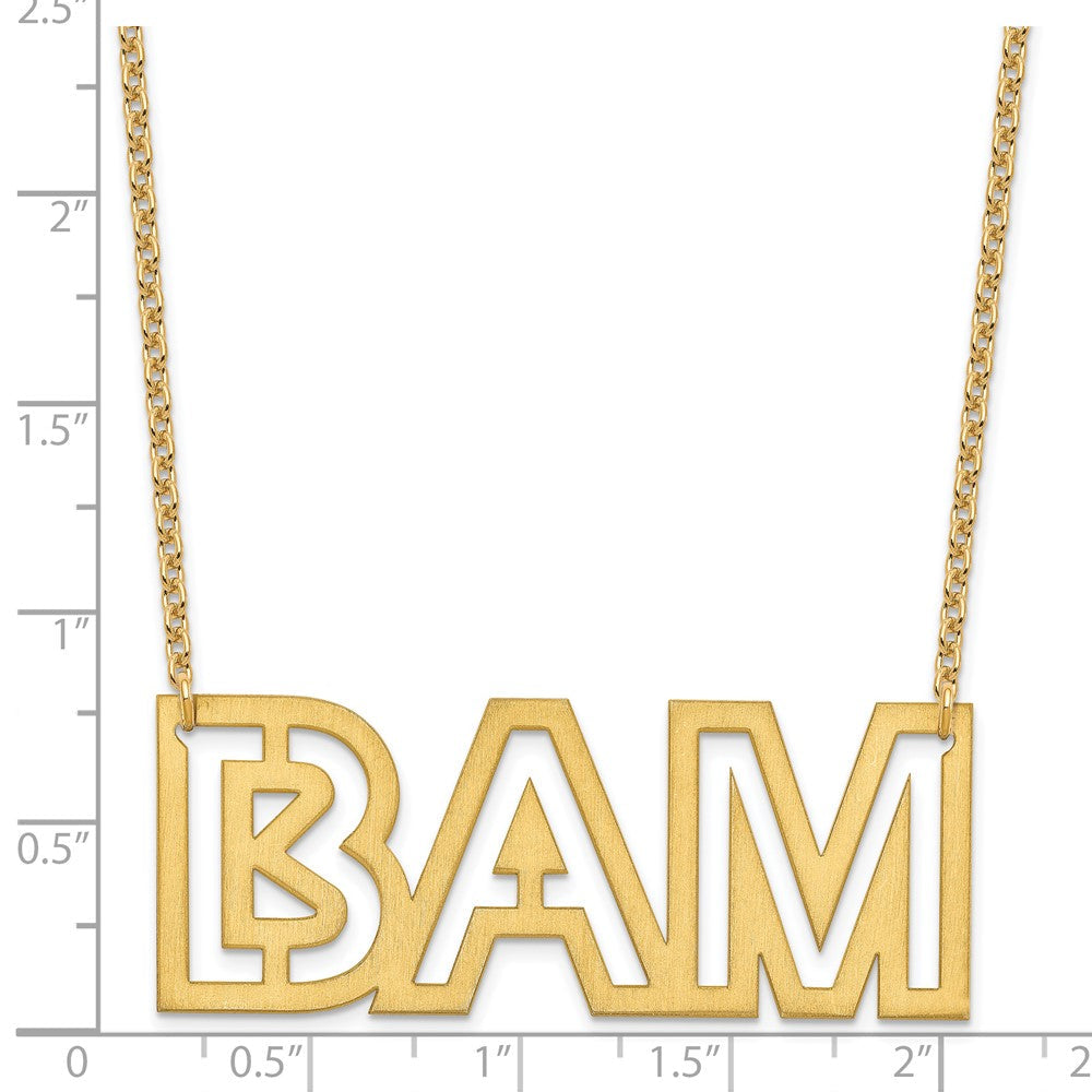 Vergoldet Sterlingsilber /gold Groß Gebürstet 3 Buchstabe Halskette