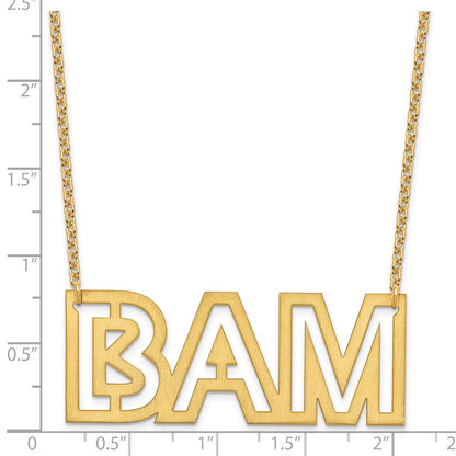 Vergoldet Sterlingsilber /gold Groß Gebürstet 3 Buchstabe Halskette