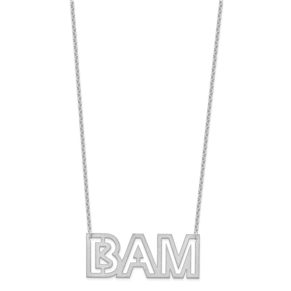 Sterlingsilber Silber/rhodiniert Groß Gebürstet 3 Buchstabe Halskette