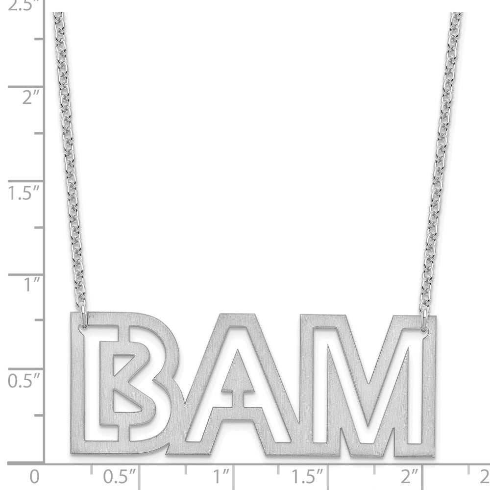 Sterlingsilber Silber/rhodiniert Groß Gebürstet 3 Buchstabe Halskette