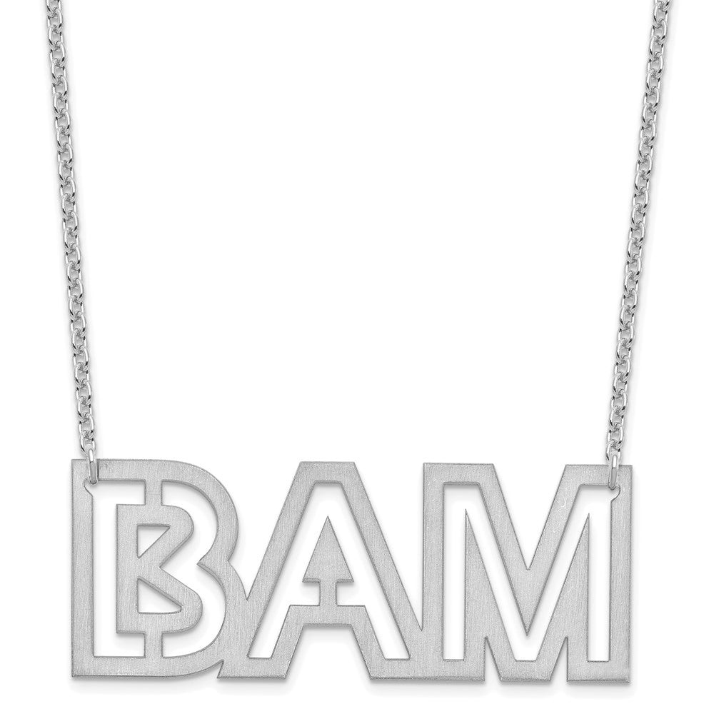 Sterlingsilber Silber/rhodiniert Groß Gebürstet 3 Buchstabe Halskette