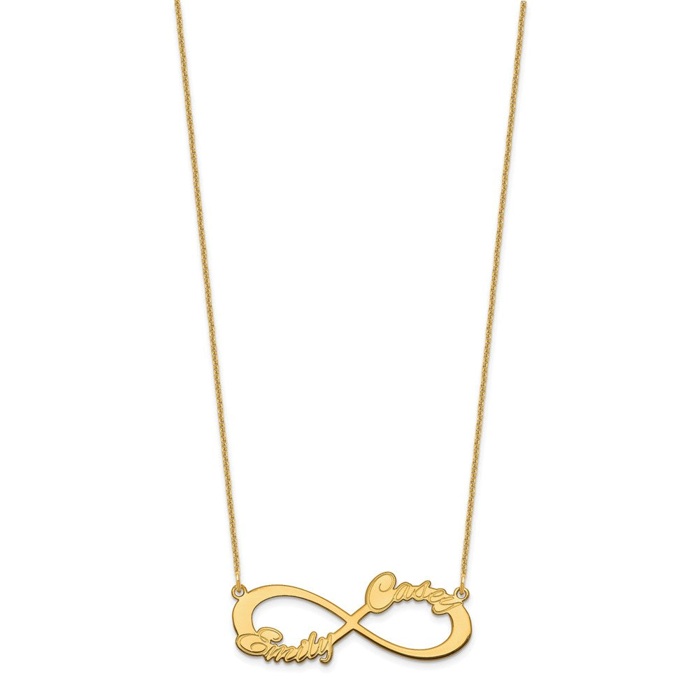 14K Gelbgold 2 Name Unendlichkeit Halskette