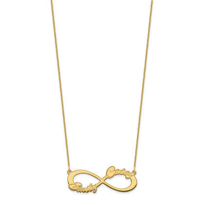 14K Gelbgold 2 Name Unendlichkeit Halskette
