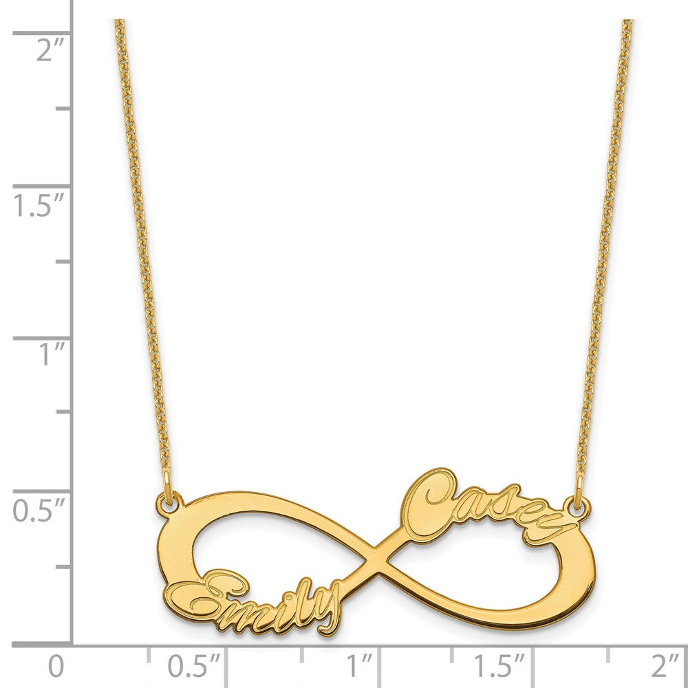14K Gelbgold 2 Name Unendlichkeit Halskette