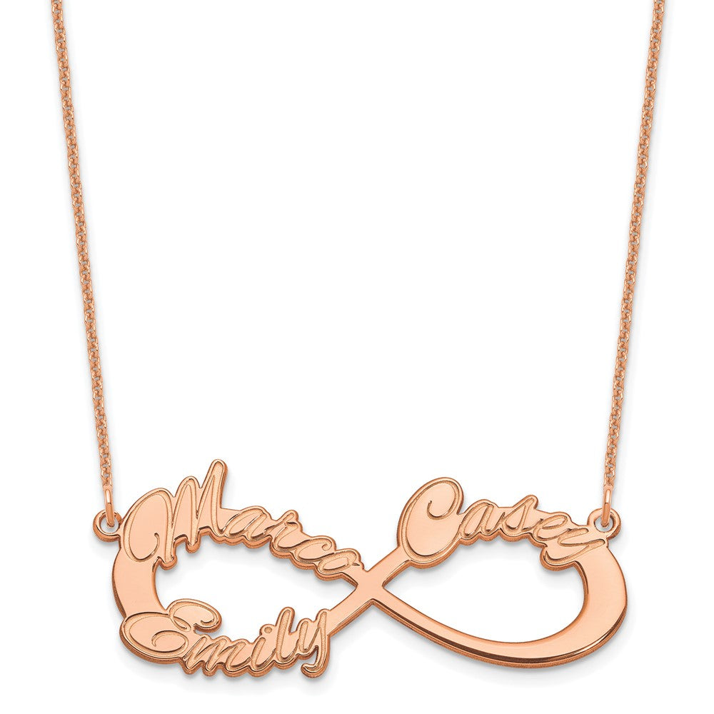 14K Roségold 3 Name Unendlichkeit Halskette