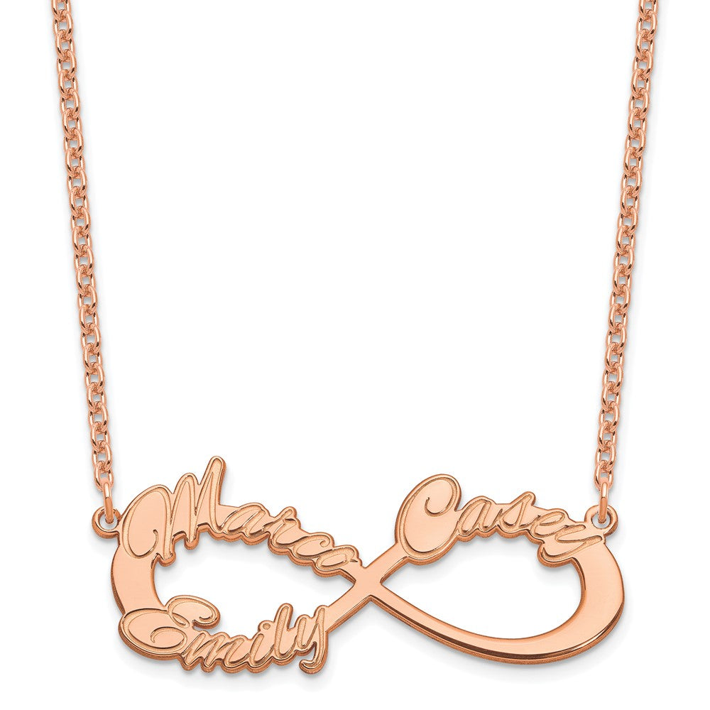 Roségoldbeschichtet Sterlingsilber /rose 3 Name Unendlichkeit Halskette