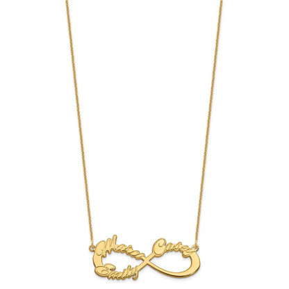 14K Gelbgold 3 Name Unendlichkeit Halskette