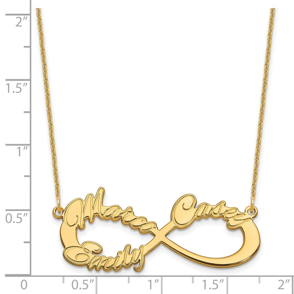 14K Gelbgold 3 Name Unendlichkeit Halskette