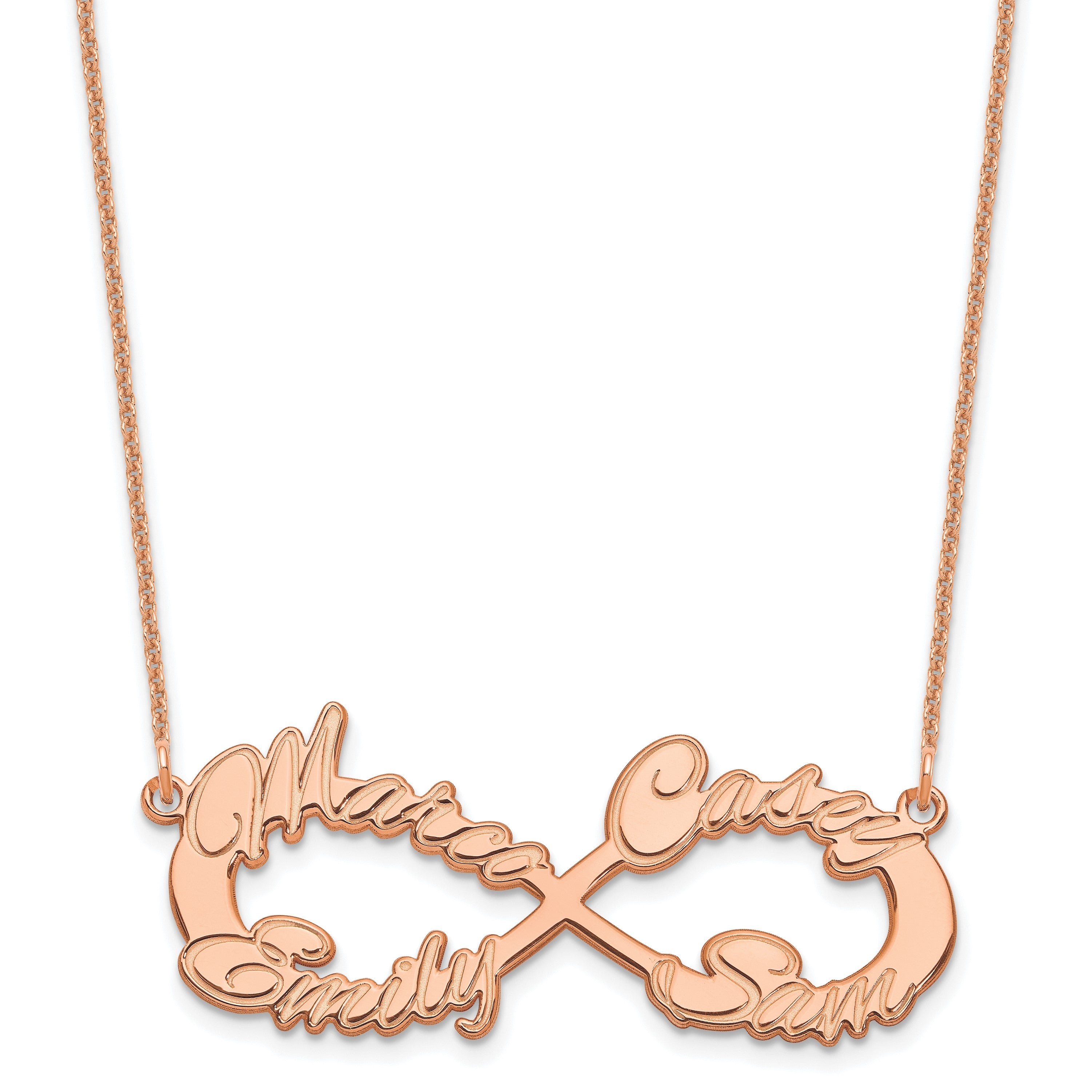 14K Roségold 4 Name Unendlichkeit Halskette