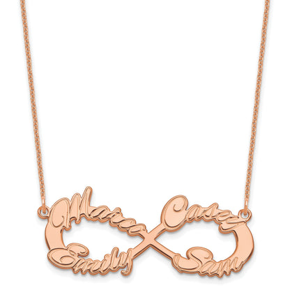 14K Roségold 4 Name Unendlichkeit Halskette
