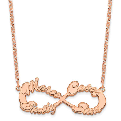 Roségoldbeschichtet Sterlingsilber /rose 4 Name Unendlichkeit Halskette
