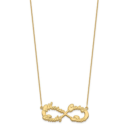 14K Gelbgold 4 Name Unendlichkeit Halskette