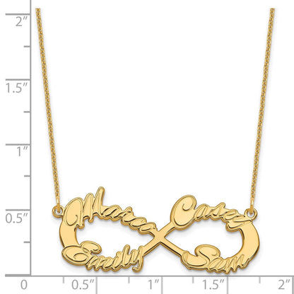14K Gelbgold 4 Name Unendlichkeit Halskette