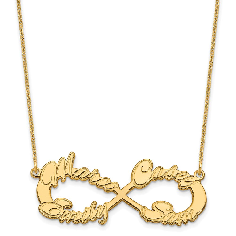 14K Gelbgold 4 Name Unendlichkeit Halskette