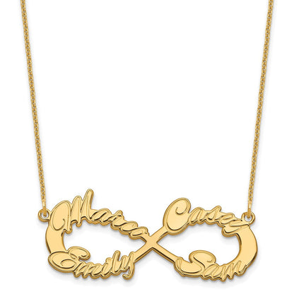 14K Gelbgold 4 Name Unendlichkeit Halskette