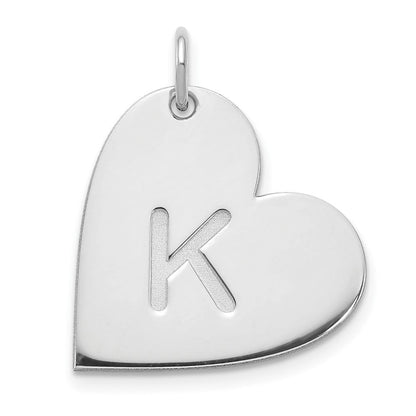 14K Weißgold Initiale Herz Charm