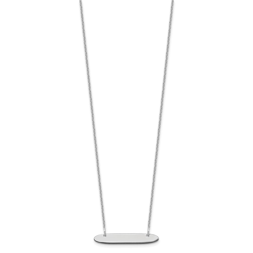 14K Weißgold Klein Oblong Rohling Stab Halskette