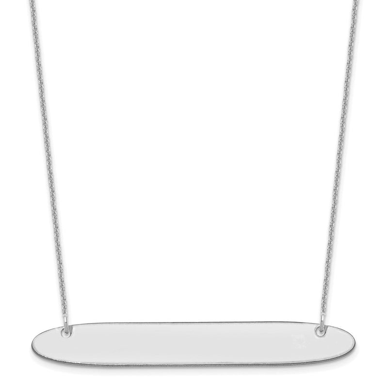 14K Weißgold Groß Oblong Rohling Stab Halskette