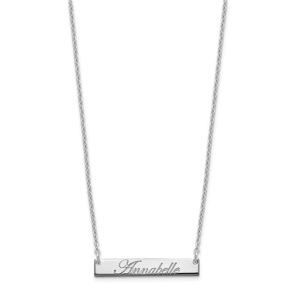 Sterlingsilber Rhodiniert Klein Edwardianisch Schreibschrift Stab Halskette