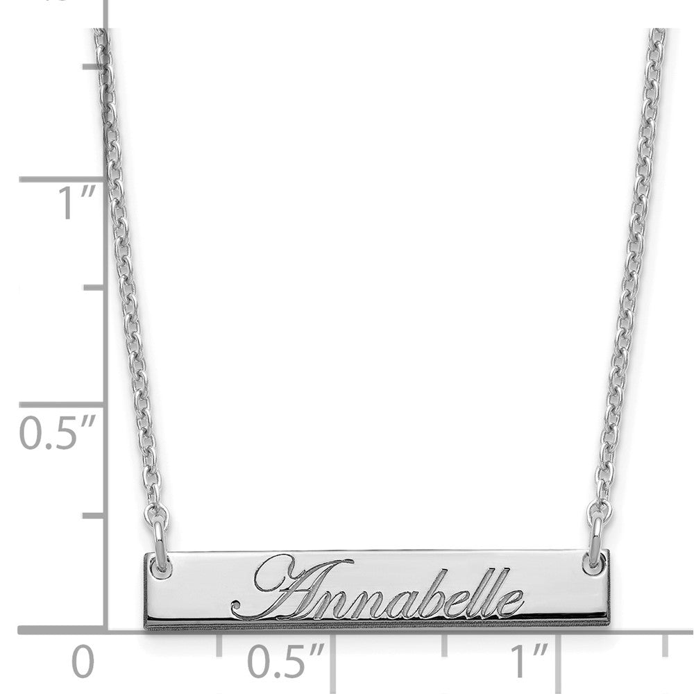 Sterlingsilber Rhodiniert Klein Edwardianisch Schreibschrift Stab Halskette