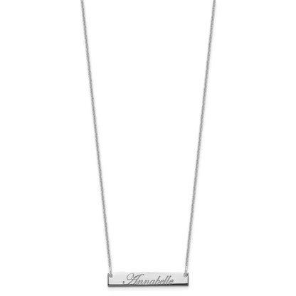 14K Weißgold Klein Edwardianisch Schreibschrift Stab Halskette