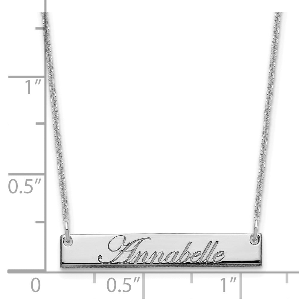 14K Weißgold Klein Edwardianisch Schreibschrift Stab Halskette