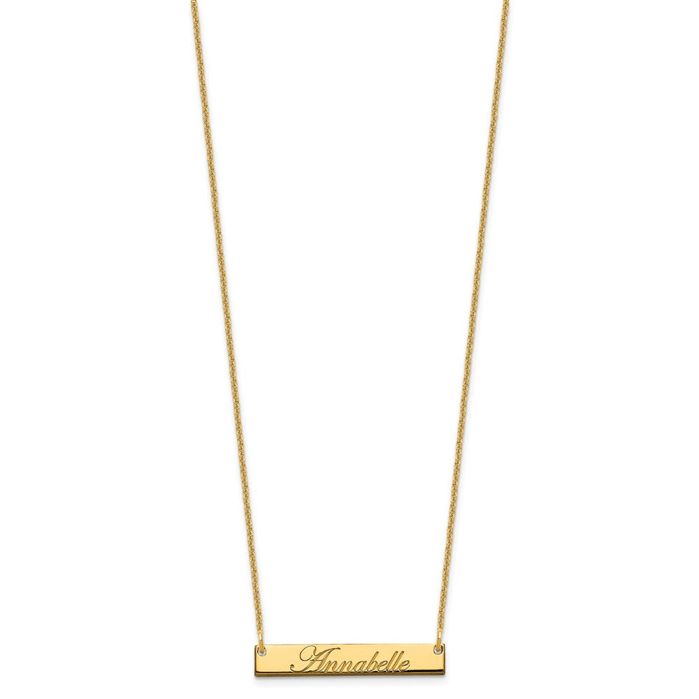14K Gelbgold Klein Edwardianisch Schreibschrift Stab Halskette