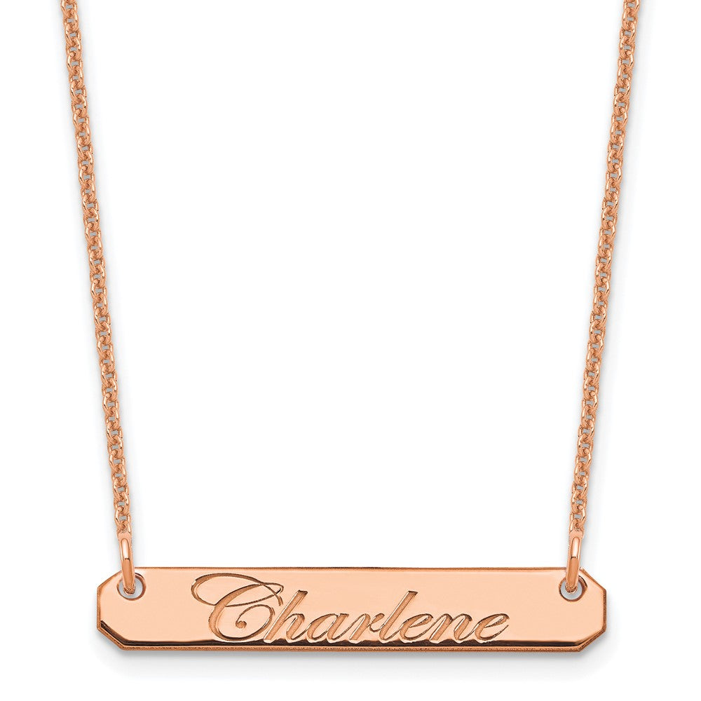 14K Roségold Klein Edwardianisch Schreibschrift Stab Halskette