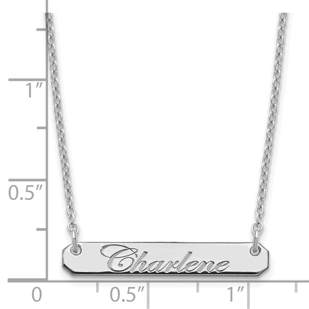 Sterlingsilber Silber/rhodiniert Klein Edwardianisch Schreibschrift Stab Halskette