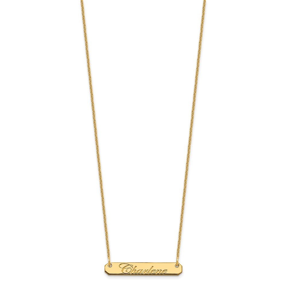 14K Gelbgold Klein Edwardianisch Schreibschrift Stab Halskette