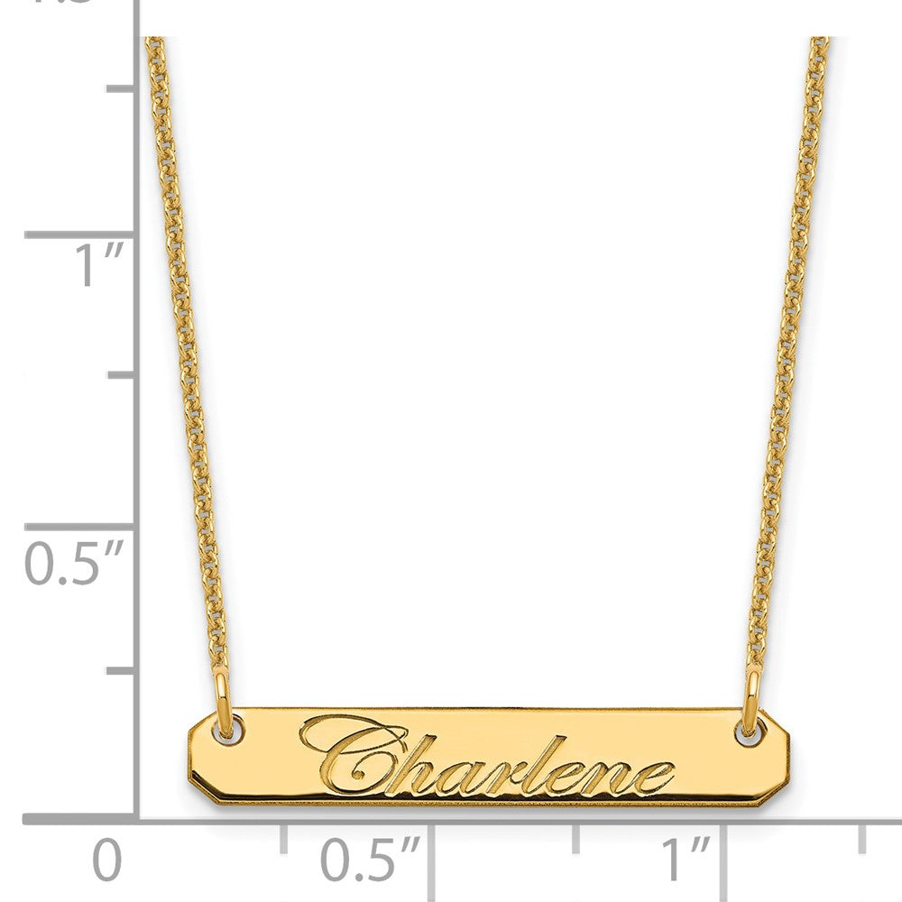 14K Gelbgold Klein Edwardianisch Schreibschrift Stab Halskette
