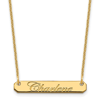 14K Gelbgold Klein Edwardianisch Schreibschrift Stab Halskette