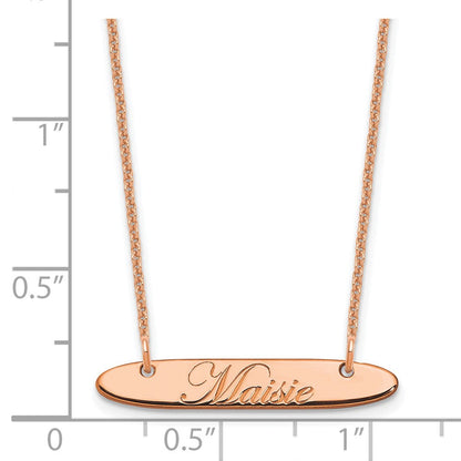 14K Roségold Klein Oblong Edwardianisch Schreibschrift Stab Halskette