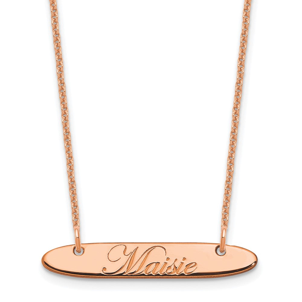 14K Roségold Klein Oblong Edwardianisch Schreibschrift Stab Halskette