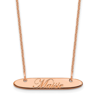 14K Roségold Klein Oblong Edwardianisch Schreibschrift Stab Halskette