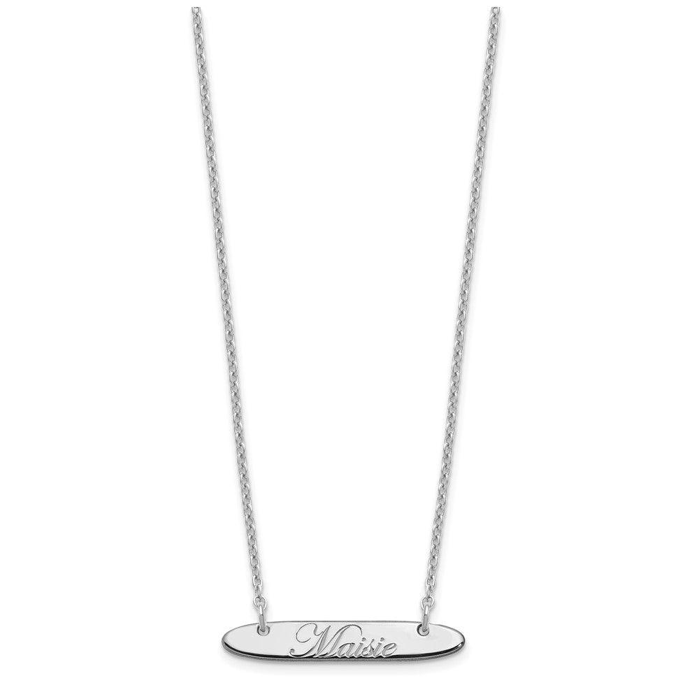 Sterlingsilber Rhodiniert Klein Oblong Edwardianisch Schreibschrift Stab Halskette