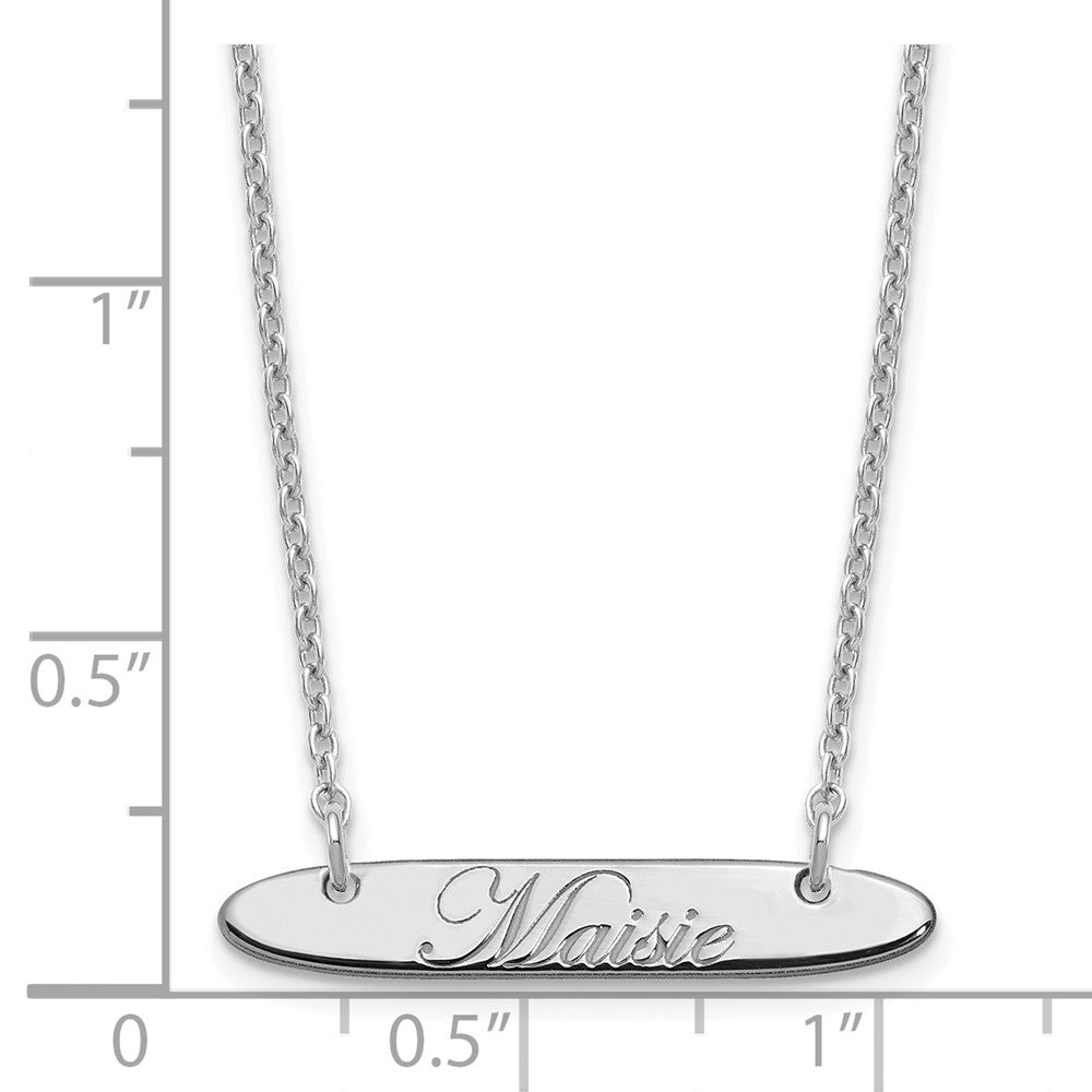 Sterlingsilber Rhodiniert Klein Oblong Edwardianisch Schreibschrift Stab Halskette