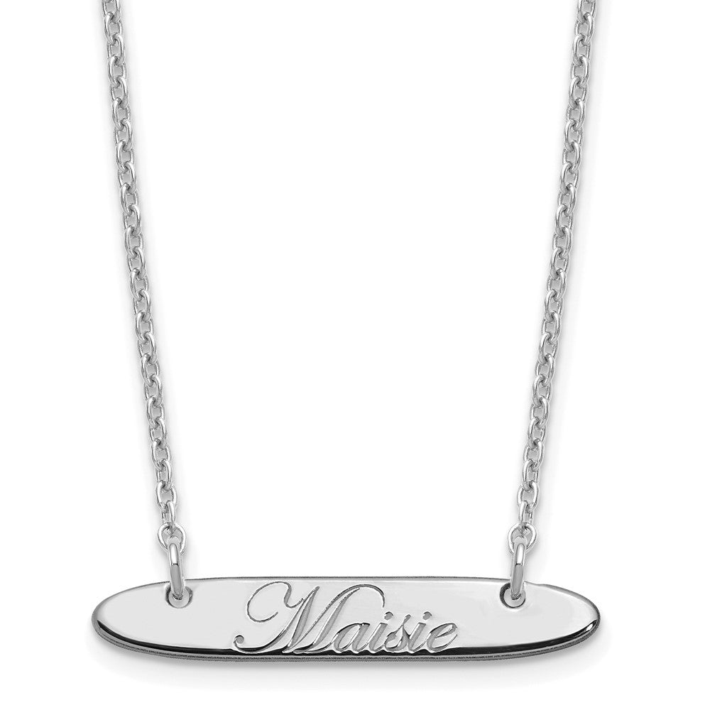 Sterlingsilber Rhodiniert Klein Oblong Edwardianisch Schreibschrift Stab Halskette