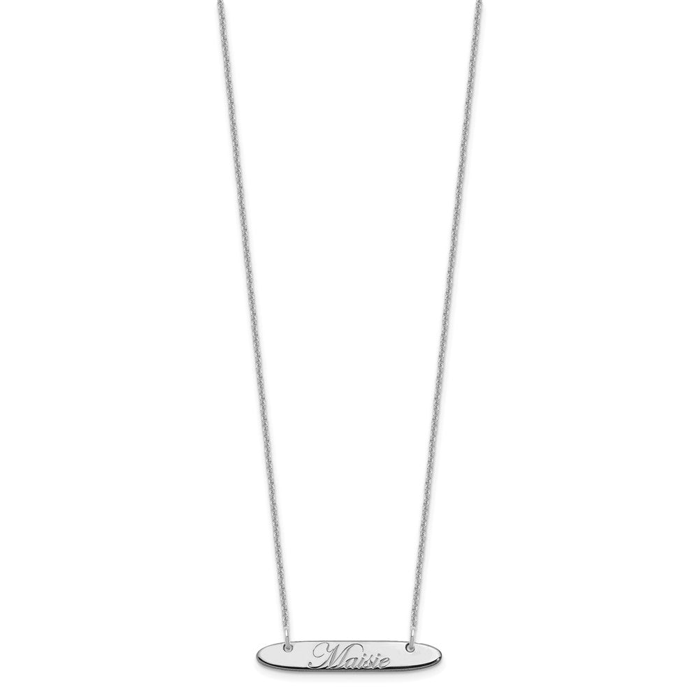 14K Weißgold Klein Oblong Edwardianisch Schreibschrift Stab Halskette