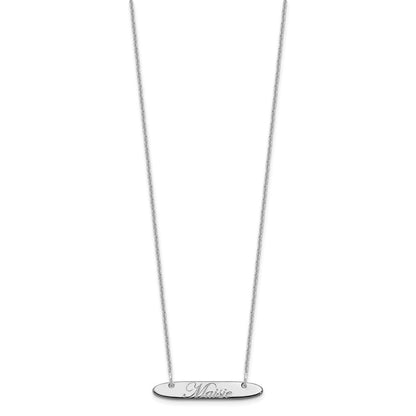 14K Weißgold Klein Oblong Edwardianisch Schreibschrift Stab Halskette