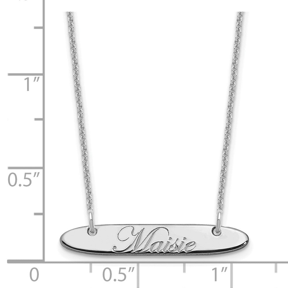 14K Weißgold Klein Oblong Edwardianisch Schreibschrift Stab Halskette