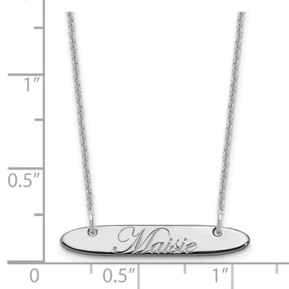 14K Weißgold Klein Oblong Edwardianisch Schreibschrift Stab Halskette