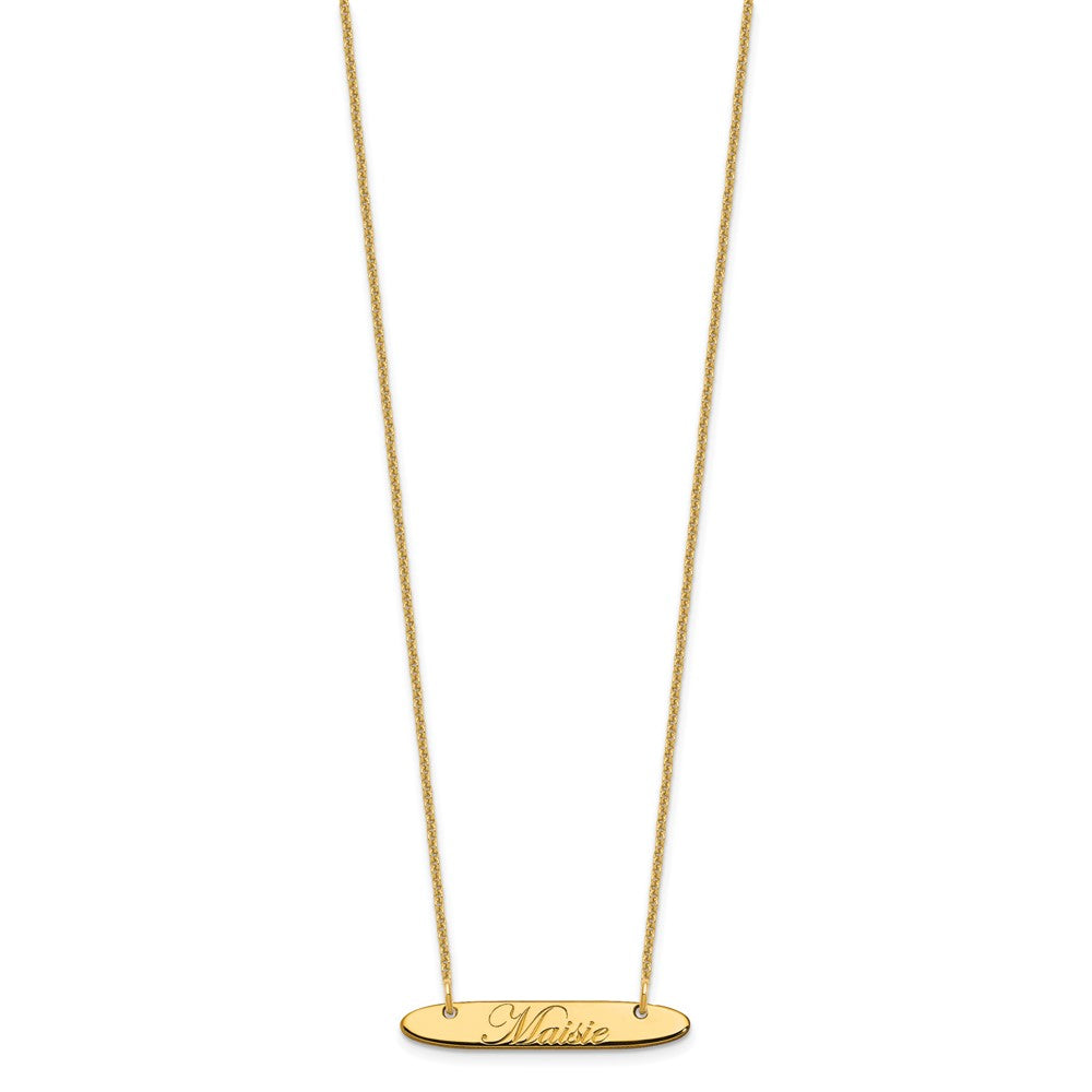 14K Gelbgold Klein Oblong Edwardianisch Schreibschrift Stab Halskette