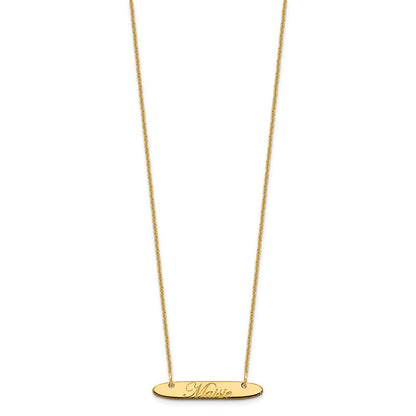 14K Gelbgold Klein Oblong Edwardianisch Schreibschrift Stab Halskette