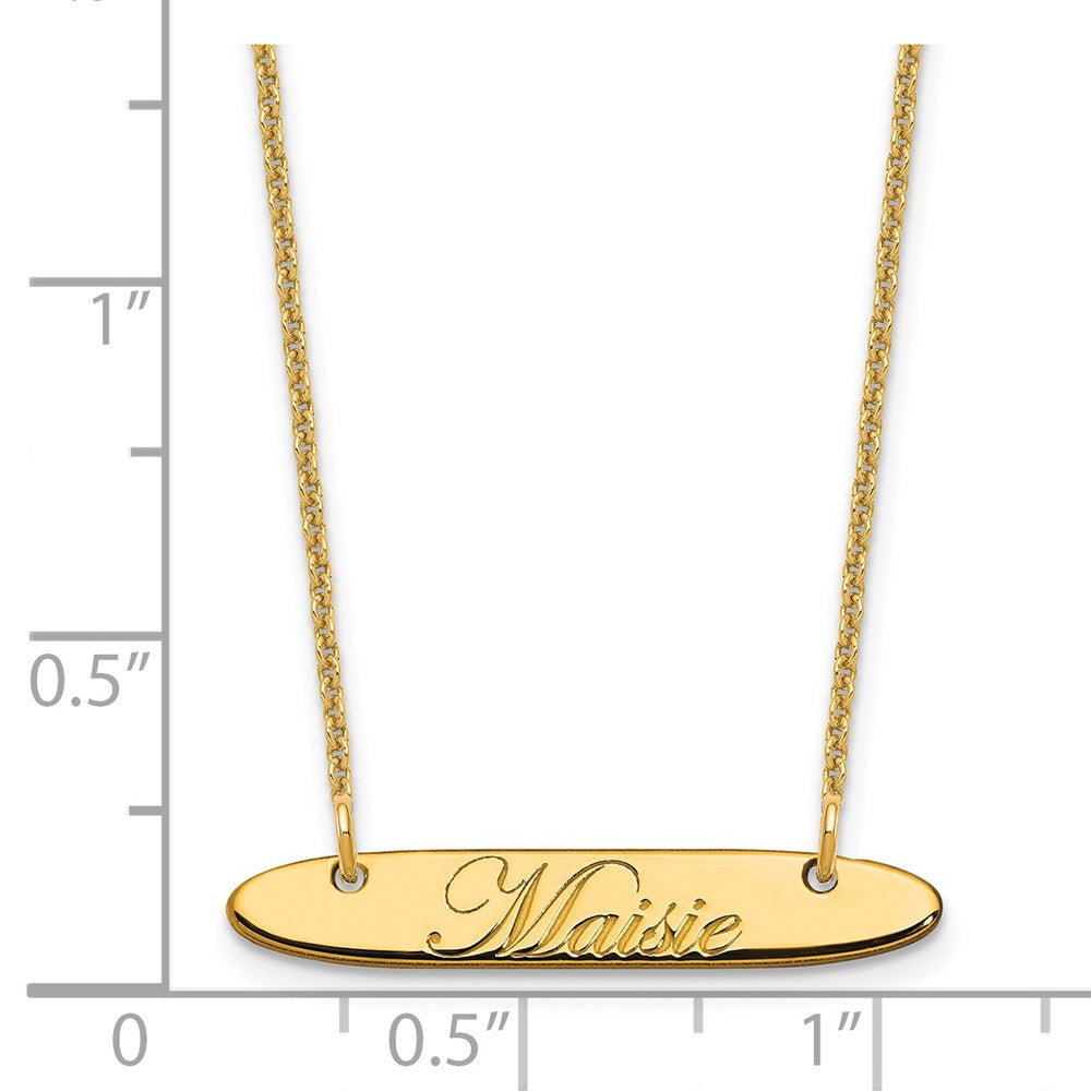 14K Gelbgold Klein Oblong Edwardianisch Schreibschrift Stab Halskette