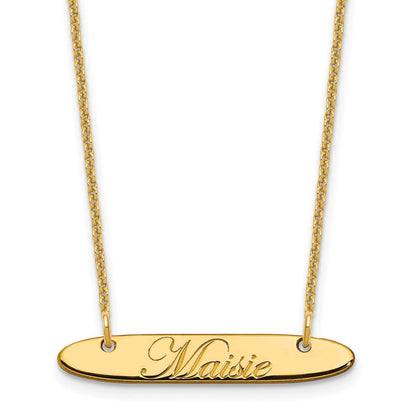 14K Gelbgold Klein Oblong Edwardianisch Schreibschrift Stab Halskette